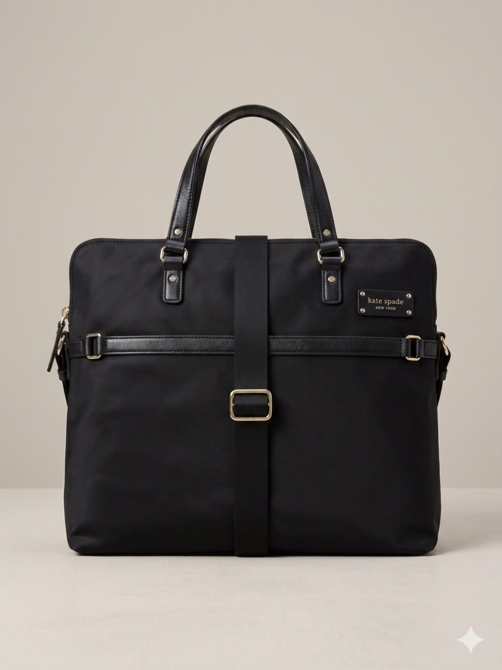 kate spade Black Nylon Laptop Brief with Gold Hardware